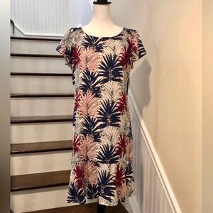 KARL LAGERFELD Paris Women’s MultiColor Flutter Sleeve Dress w Ruffle Hem Sz 12